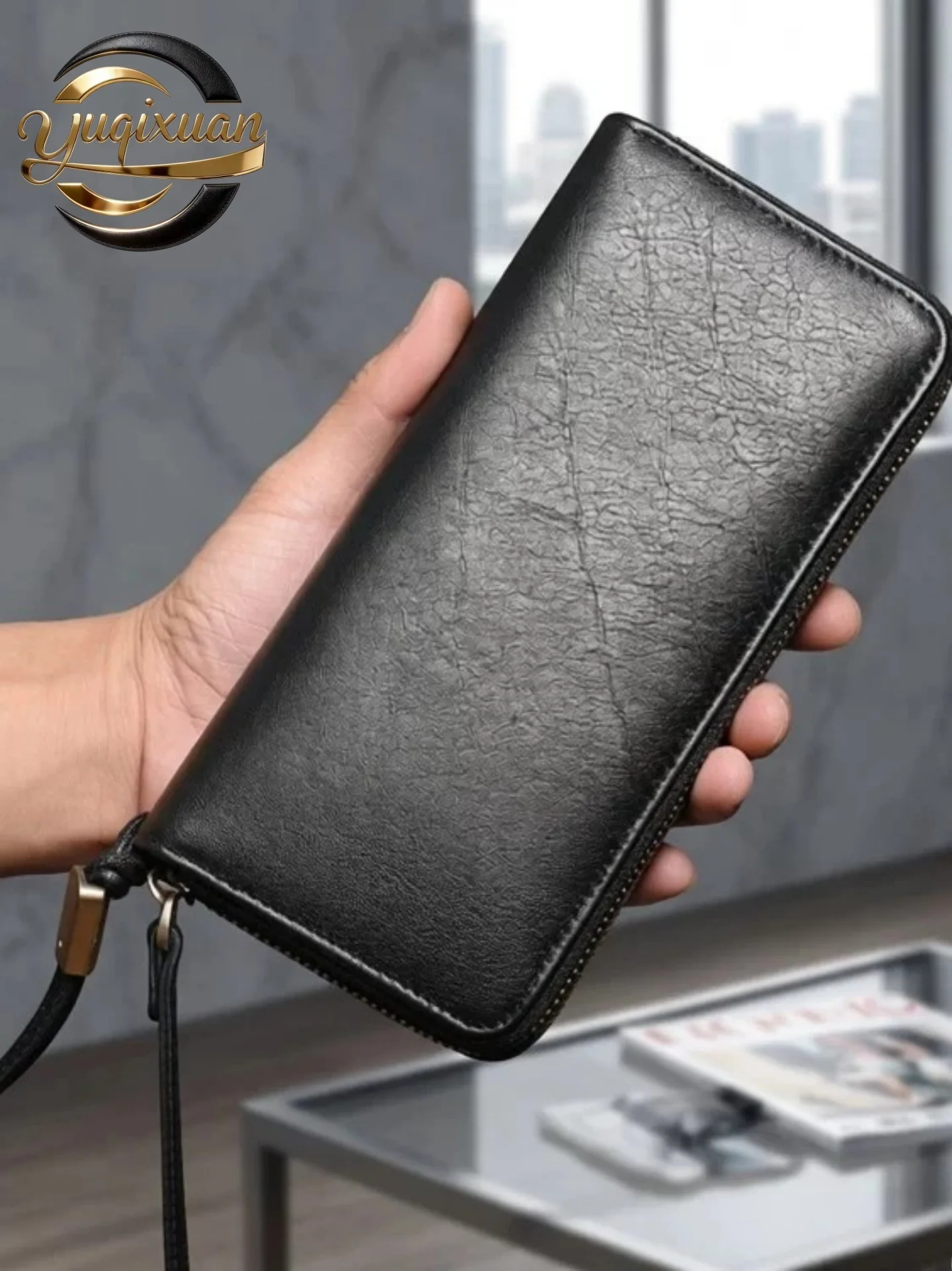 yuqixuan-men's-genuine-leather-wallet-ladies-long-zipper-handbag-oil-skin-wallet-multi-card-slot-coin-purse-korean-style