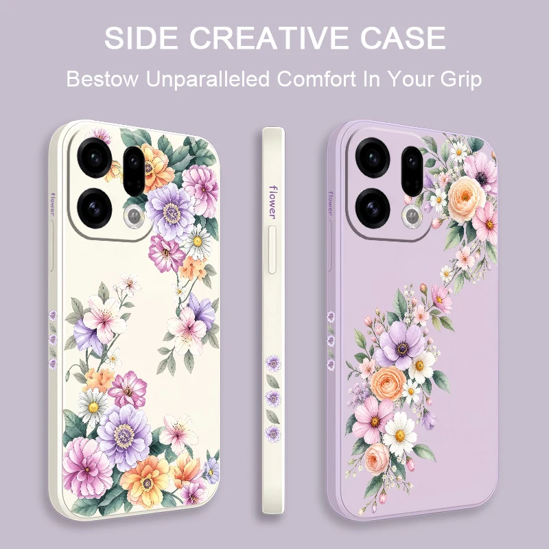 Pink Small Floral Flower Phone Case For OPPO Reno 16 FS 16C 15F 14F 13 12 10 Pro Mini Soft Silicone Lens Protect Back Cover Etui