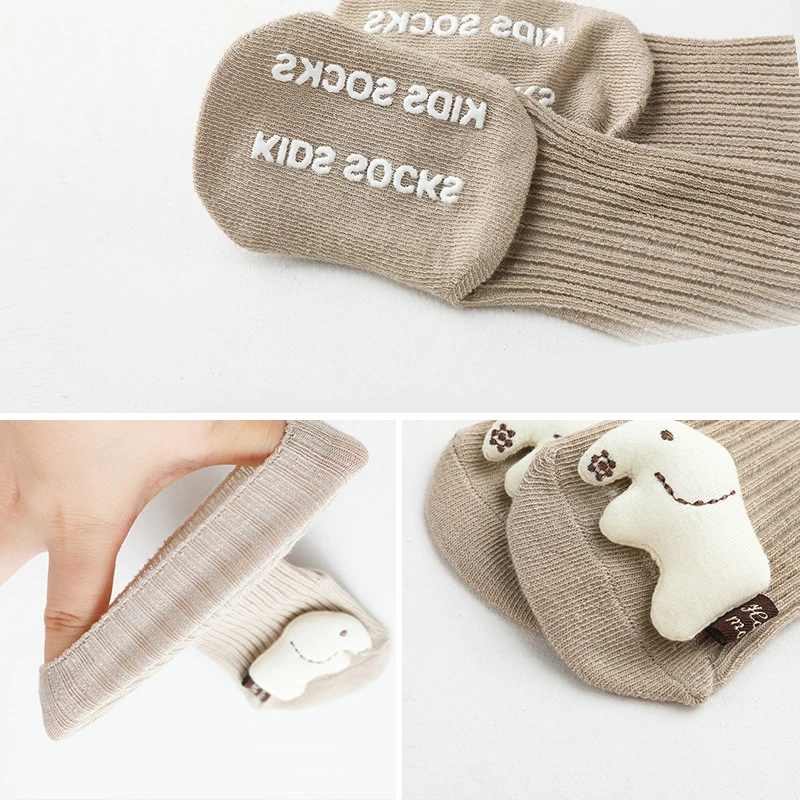 Cute Cartoon Animal Baby Socks for Boy Girl Winter Spring Soft Cotton Bear Cat Elephant Anti Slip Soled Newborn Toddler Socks