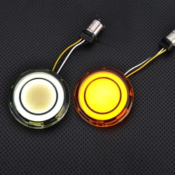 Motorcycle Front Turn Signal Light 1157 Bullet Style LED Amber White Lamp for Harley Davidson Touring Dyna Softail Sportster