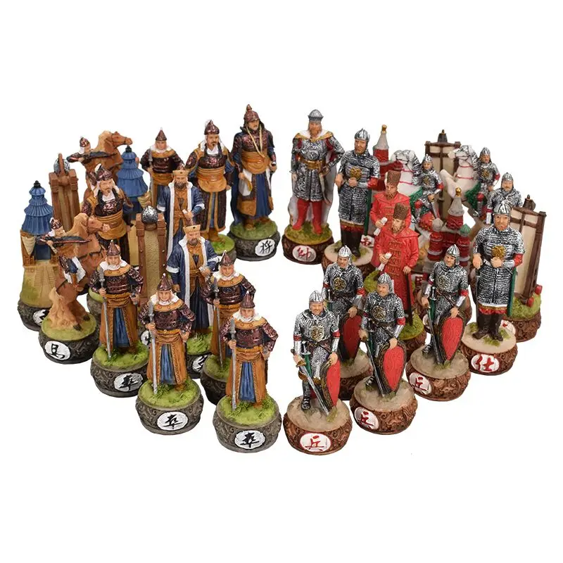 Retro three-dimensional Chinese chess characters fun resin chess creative gift