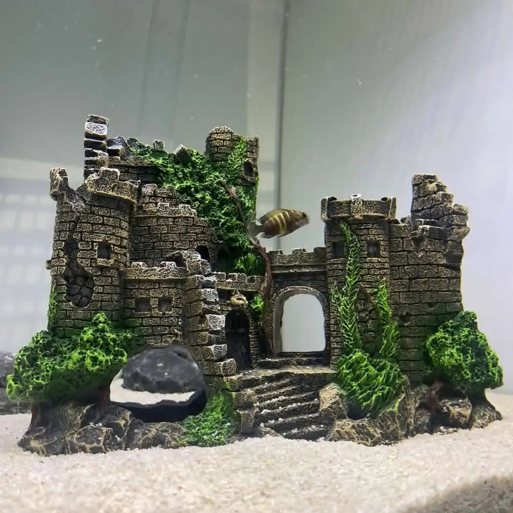 Artificial Doctive Ancient Castle Fish Tank Landscape Pet Decor Aquarium Simulation Aquatic Ornaments Figurines Miniatures