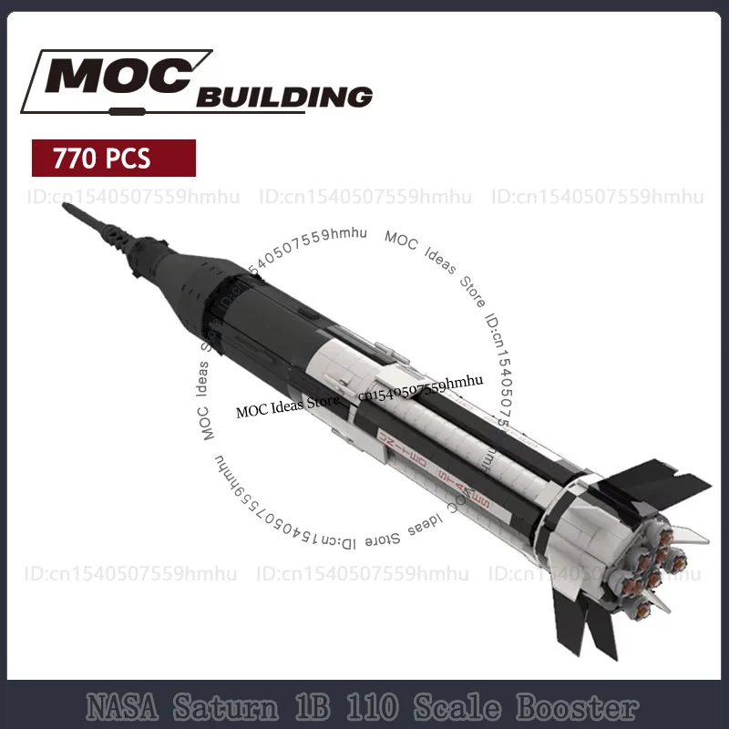 

1:110 Scale Booster Model MOC Building Blocks Saturn 1B DIY Assembled Bricks Space Rocket Series Creative Educational Toys Gifts