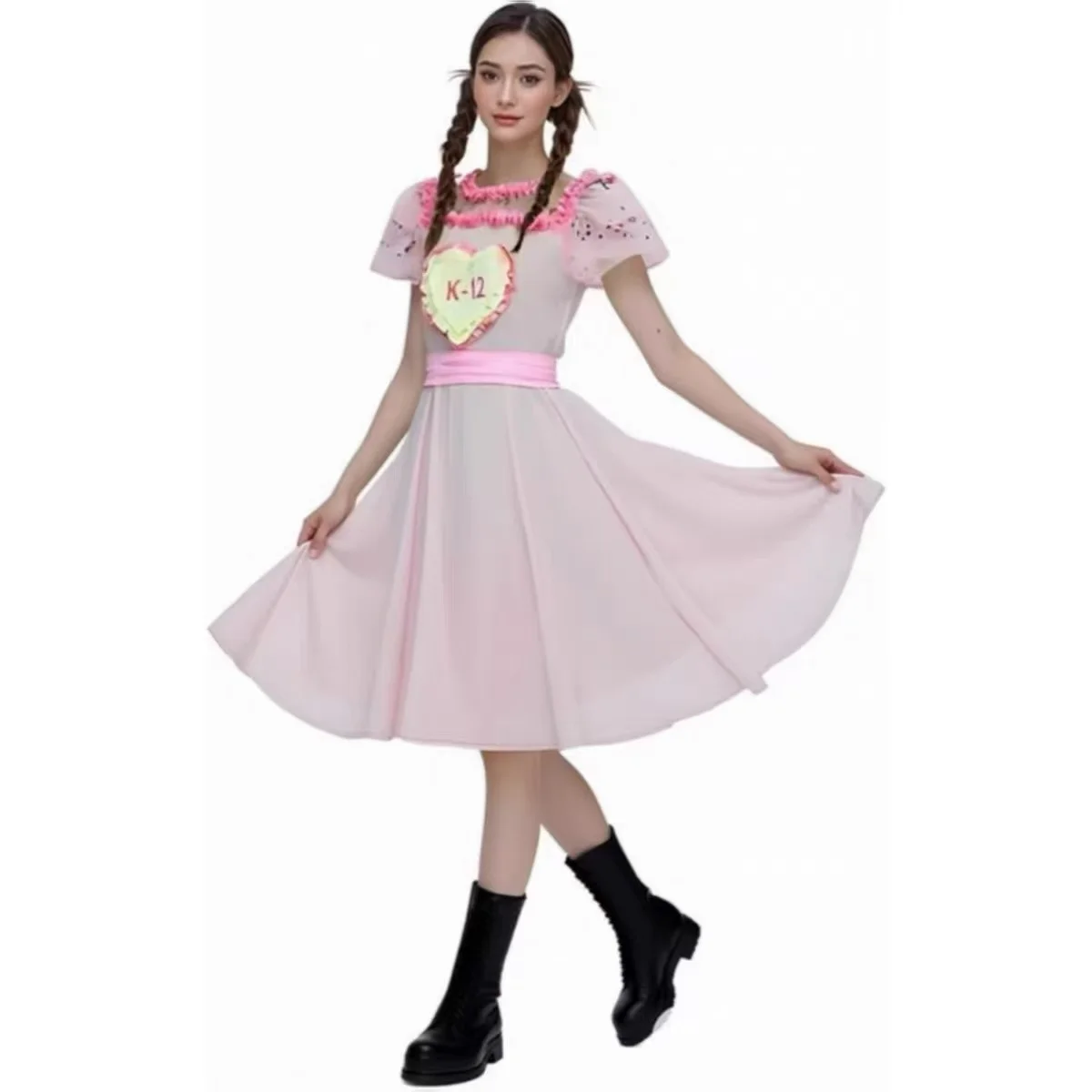 Disfraz de Halloween de la película K-12, uniforme de Crybaby Angelita para mujer, vestido rosa y morado, atuendos de Melanie Martinez para chicas dulces