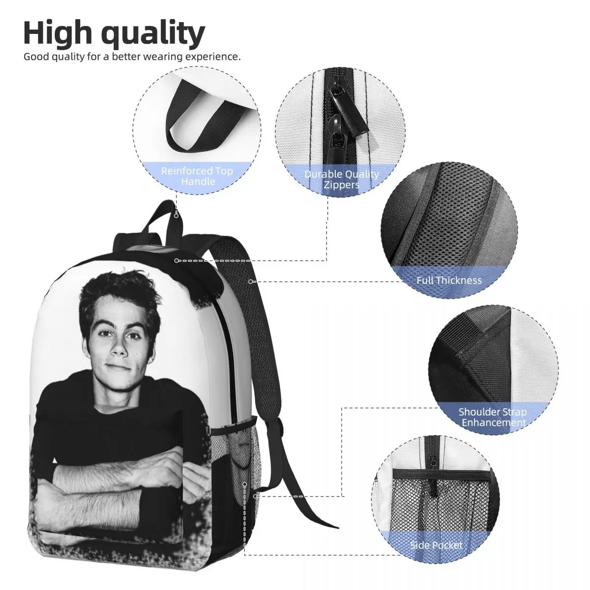 Dylan O'Brien Backpack Boys Girls BookBag Kids School Bag Laptop Shoulder Bags for Men Women