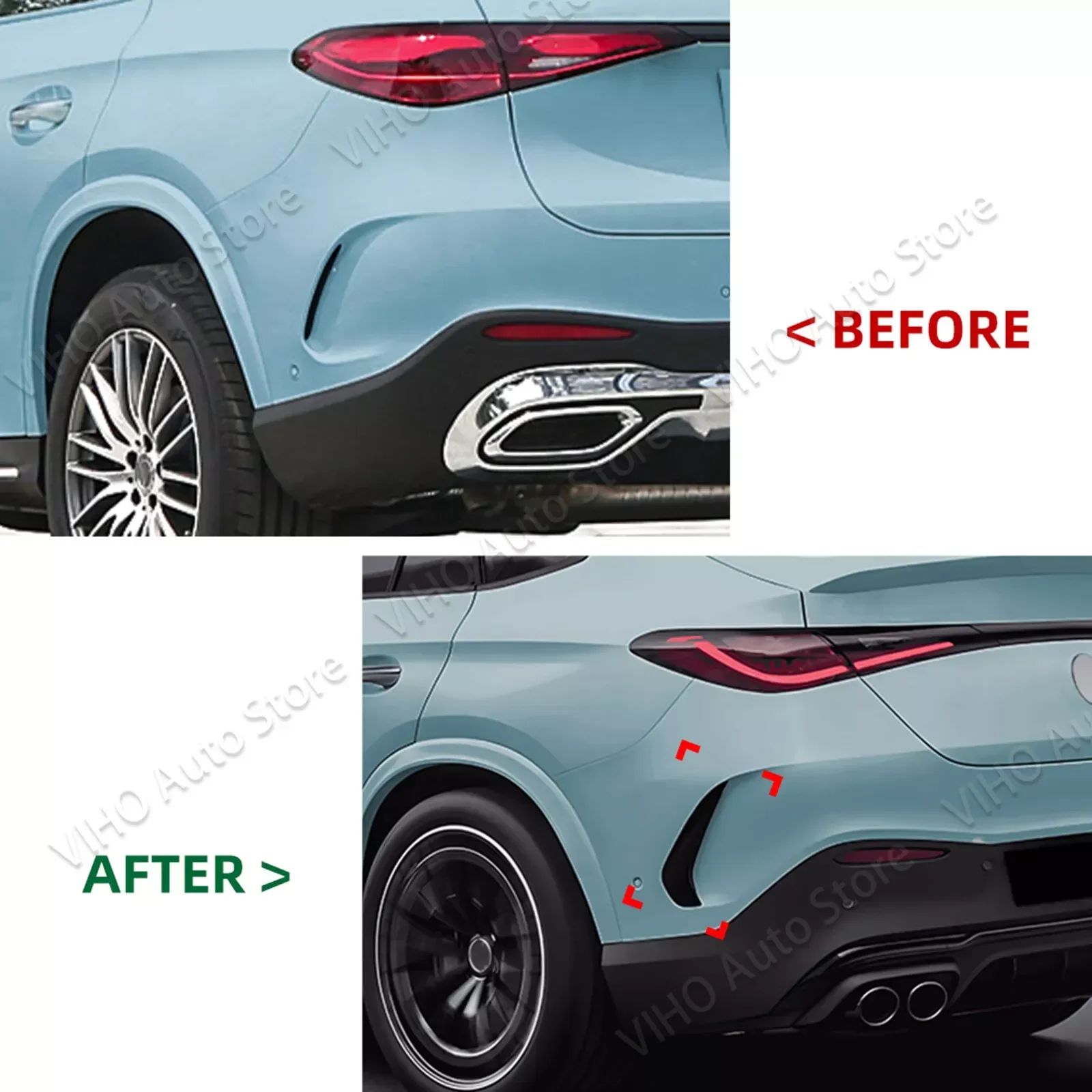 C254 Rear Bumper Side Canard Splitter Spoiler Air Vent Kit For MercedesBenz GLC Coupe AMG Line GLC43 GLC450 300 400e Coupe 2023+