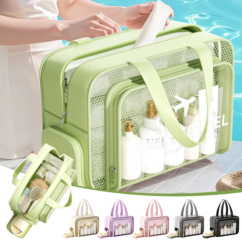 

Transparent Waterproof PVC Cosmetic Bag - Large Capacity Travel Organizer with Dry/Wet Separation, Multi-Purpose Portable