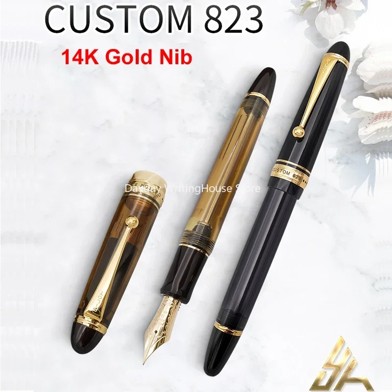 Pena PILOT asli pulpen kustom 823 perangkat hisap putar 14K ujung emas kualitas tinggi alat tulis FKK-3MRP pena mewah