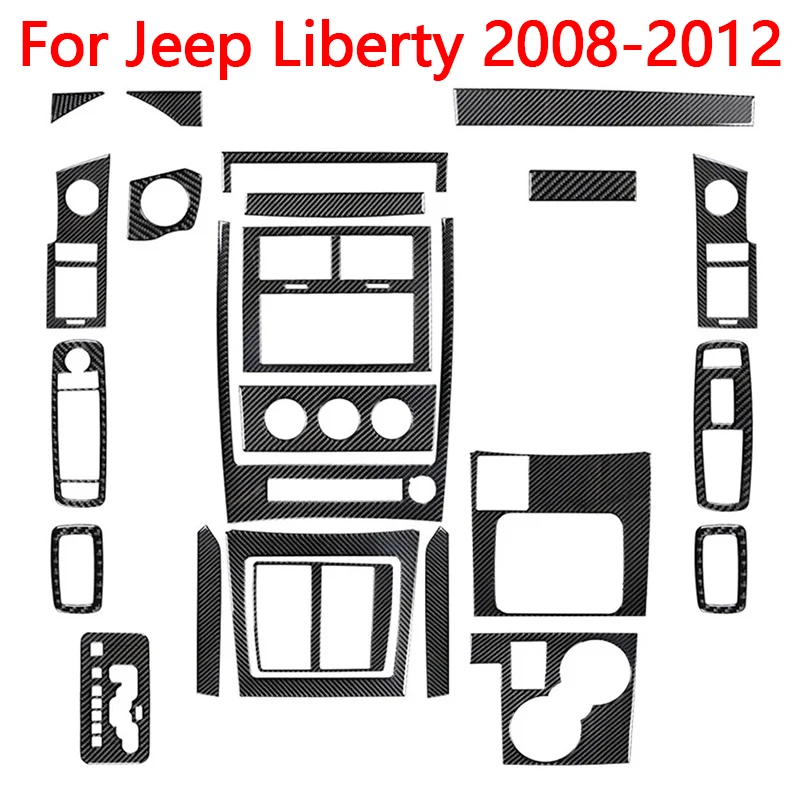 For Jeep Liberty 2008 2009 2010 2011 2012 Car Carbon Fiber Black Stickers Car Interior Various Components Decorative Accessories