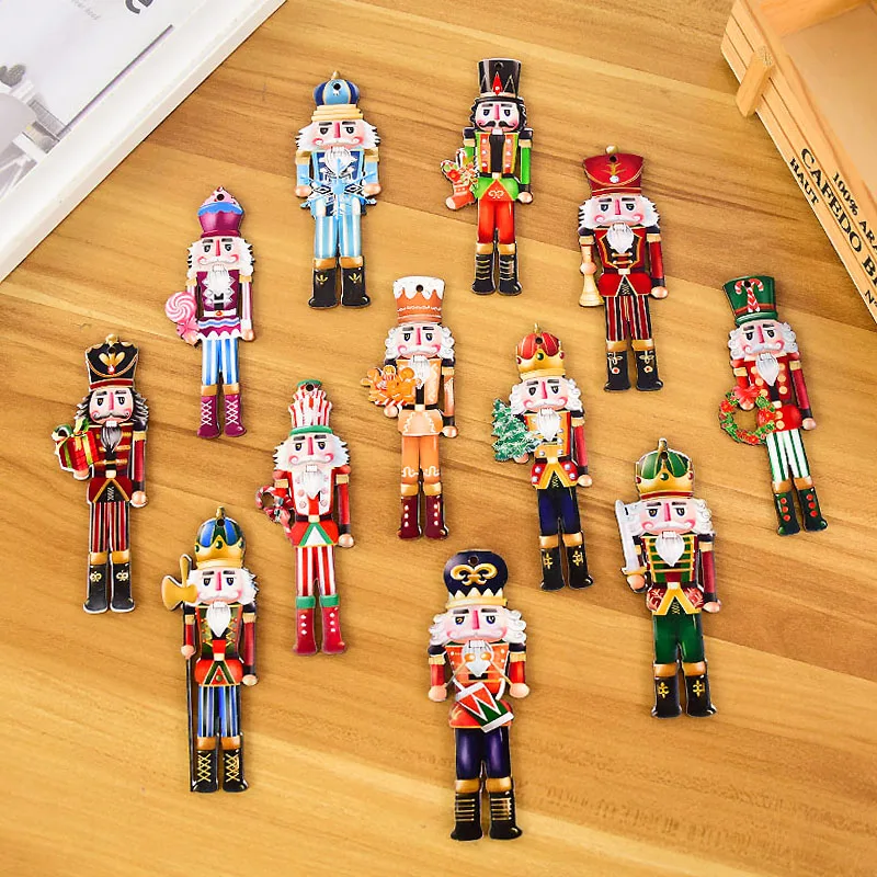 

12pcs Christmas Wooden Ornaments Nutcracker Soldier Xmas Tree Hanging Pendants Christmas Home Decorations New Year Party Gifts