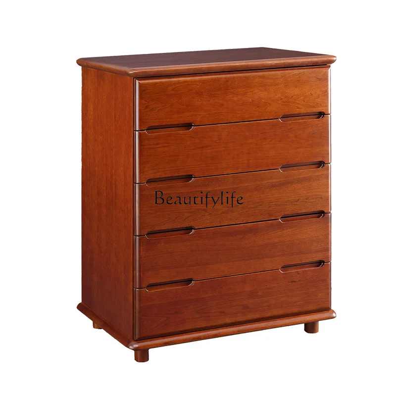 

Solid wood chest of drawers Modern solid wood minimalist style Bedroom five-drawer storage locker