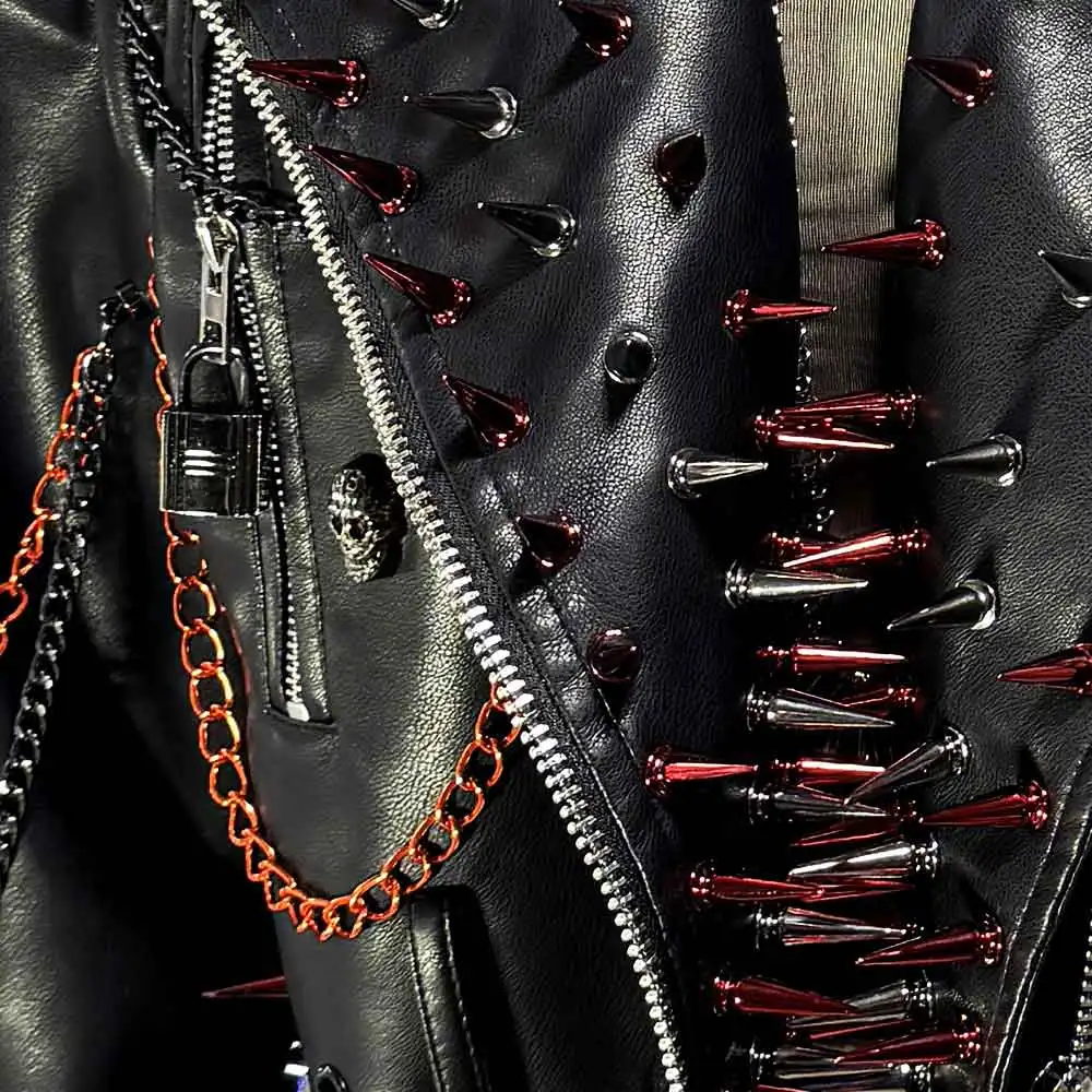 لتقوم بها بنفسك الشرير الصخرة ايمو القوطية Y2K بولي Leather الجلود الجمجمة رصع سترة الهيب هوب E-الفتيات صديقة للبيئة يدوية القوطي الجرونج رصع برشام Harajuku