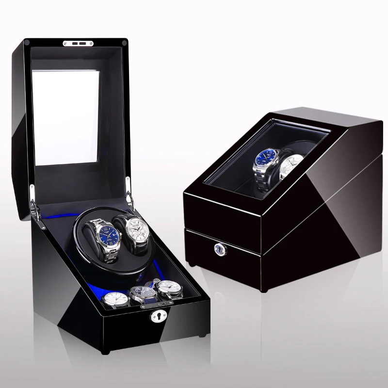 

Watch Winder For Automatic Watches Box Mechanical Watch Rotator Holder Storage Boxes 5th Gear LED Adjustment Battery Available