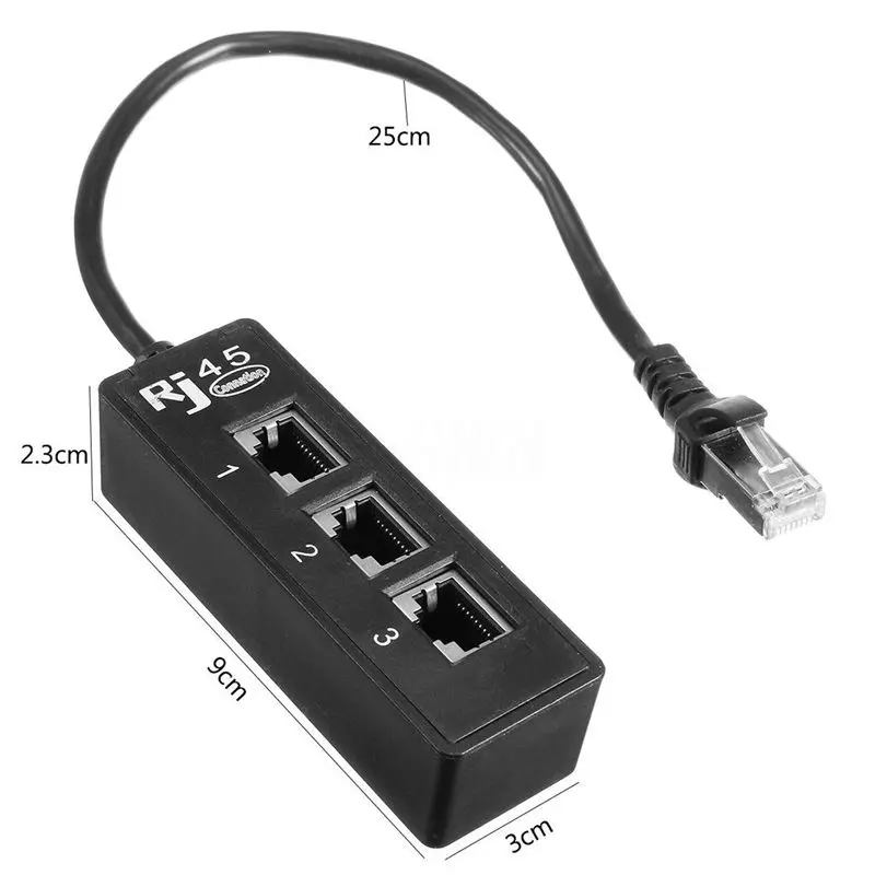 Delicate Texture-3X RJ45 Male To 3 RJ45 Female Port Network Extender Cable Splitter LAN Ethernet