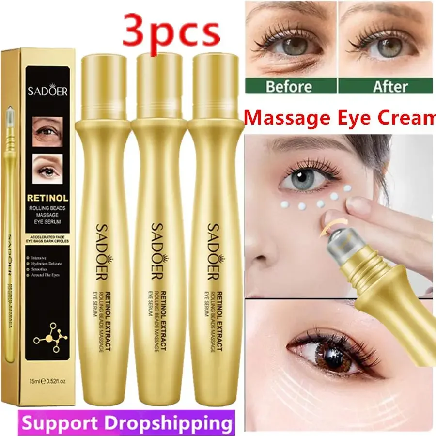 3X Retinol Eye Roller Cream Massager Emulsionen Remove Bags Puffiness Dark Circles Whitening Moisturizing Beauty Health Skin Car