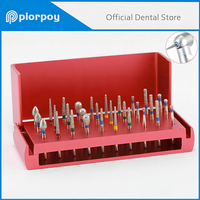 PIORPOY Dental Diamond Burs 30Pcs/Set for High Speed Handpiece Burs 1.6MM Handpiece Turbine+Burs Placement Box Dental Dropship