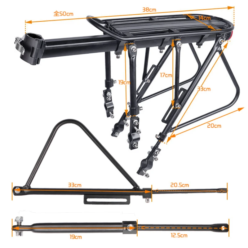 Zware Fiets Bagagedrager Achter Cargo Rack Stand 24-29 \'\'Fiets Kofferbak 100 Kg Belasting Fit 4.0\'\' Vet Bike Tire