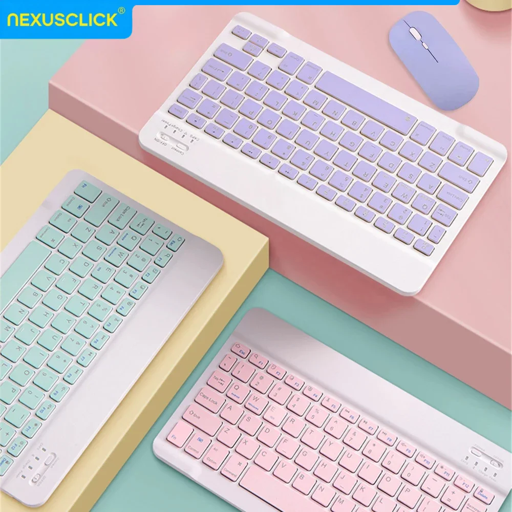 NexusClick Bluetooth Keyboard Mouse Combo For iPad Xiaomi Samsung Huawei Phone, Slim Mini Wireless Keycaps For Android IOS Windo