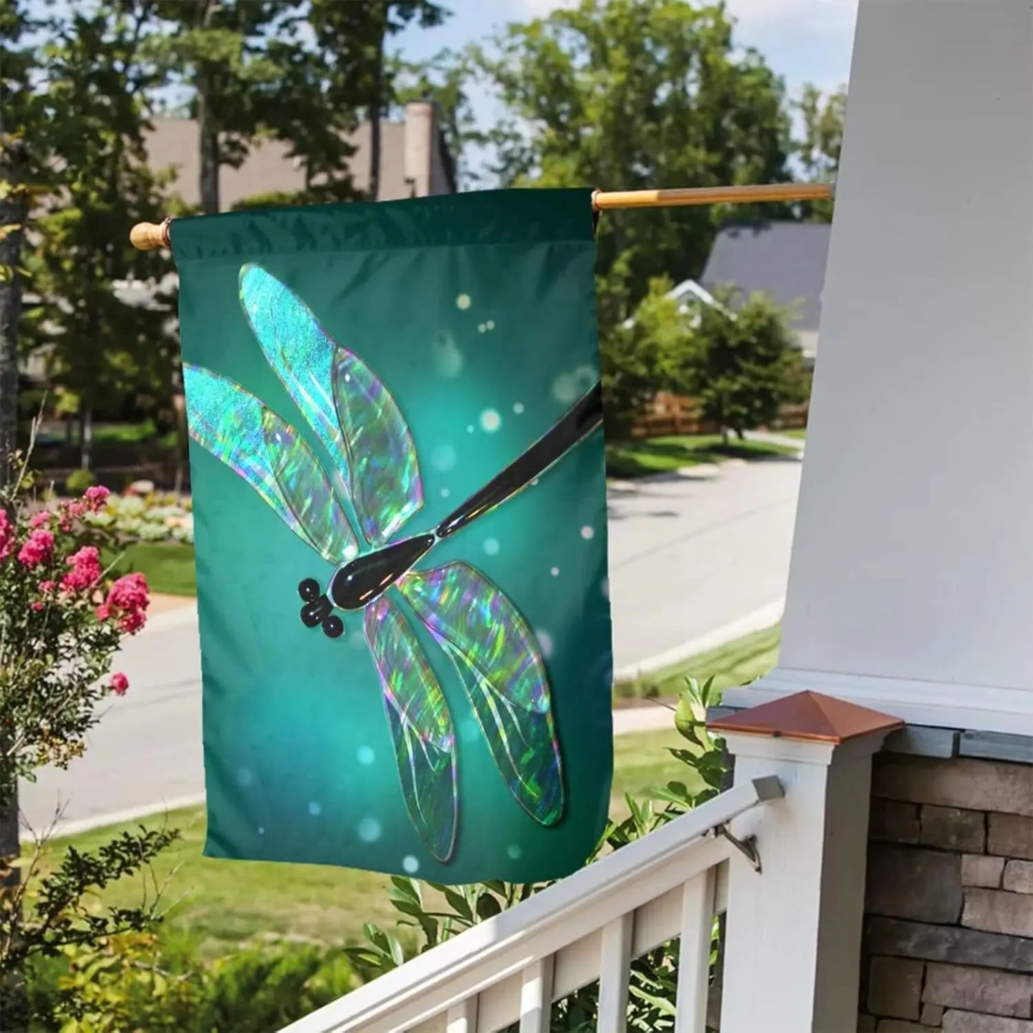 Elightvap Green Dragonfly Garden Flag Dragonfly House Flag Summer Garden Flags 12x18in Double Sided Welcome Flag For Home Outdoo