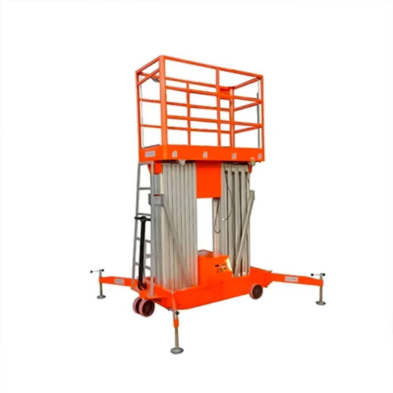 4-14m AC 220v 110v Vertical Telescopic Double Mast Aluminum Alloy Lift Platform