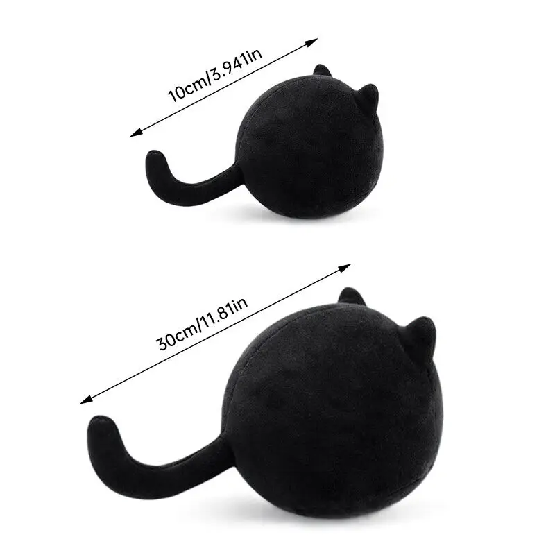 10/30CM Black Cat Plush Pillow Cartoon Cat Head Plushie Stuffed Toys Cat Doll Cat Doll Pillow Plush Toy Cuddly Pillow Cushion