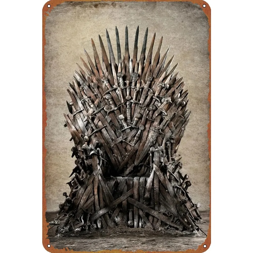Vintage IronThrone The Iron Throne Game Poster Blechschild – 20,3 x 30,5 cm Vintage-Metallschild, Café/Club/Heim-Wandkunst-Dekoration