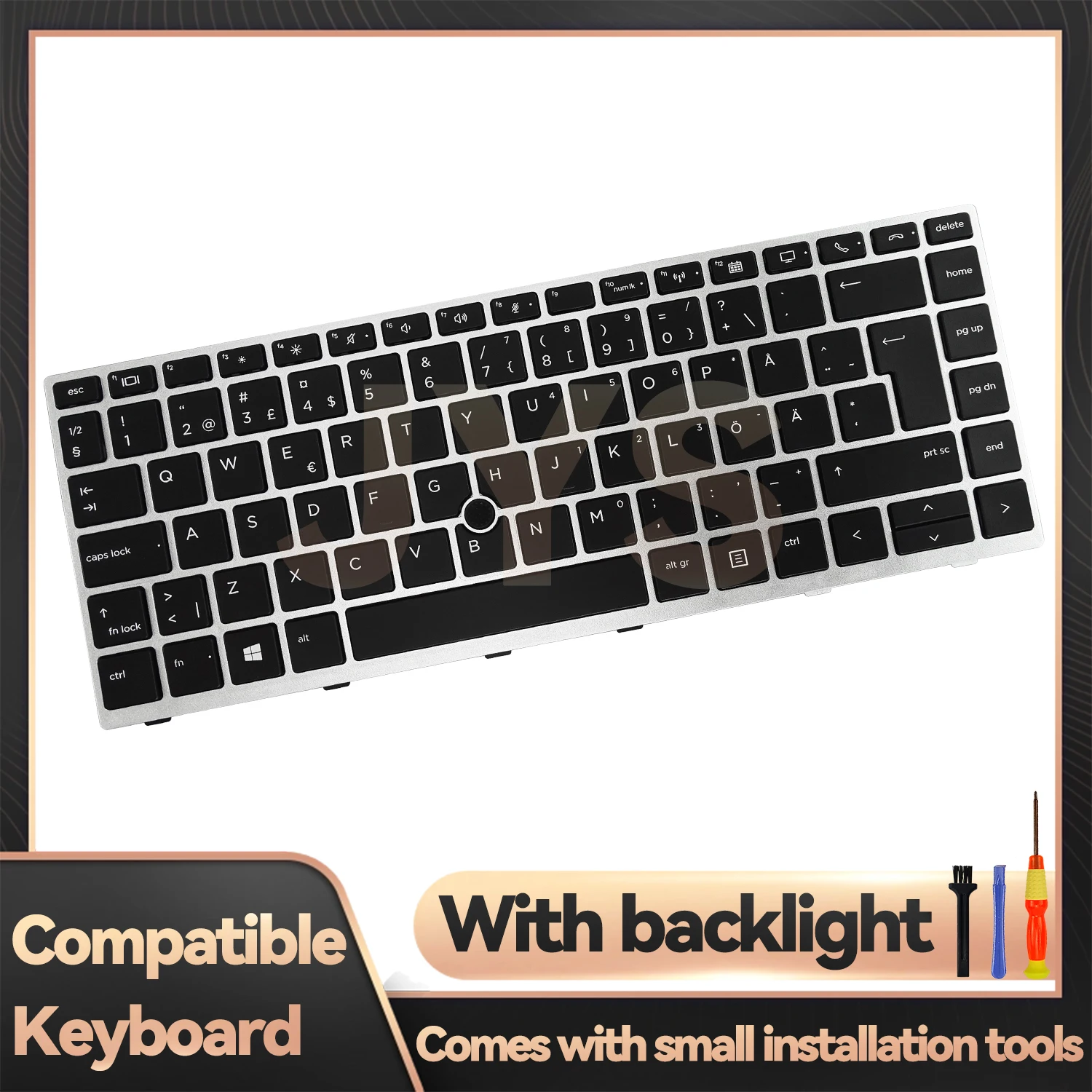 สําหรับ HP EliteBook 840 G5/840 G6/846 G5/745 G5/645 G6/ZBook 14u G5 G6 แล็ปท็อปเปลี่ยนคีย์บอร์ด backlit ภาษาสวีดิชรูปแบบ