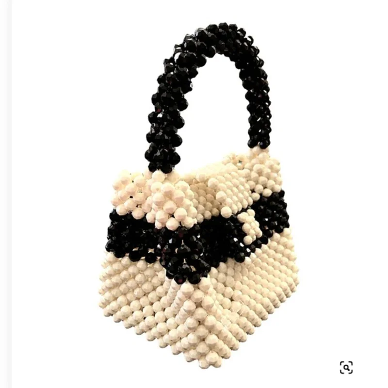 New Simple Casual Flip Square Ladies Handbag Wooden Bead Bags Handmade Retro Vacation Beach Summer Women's Bag Can Be Customized