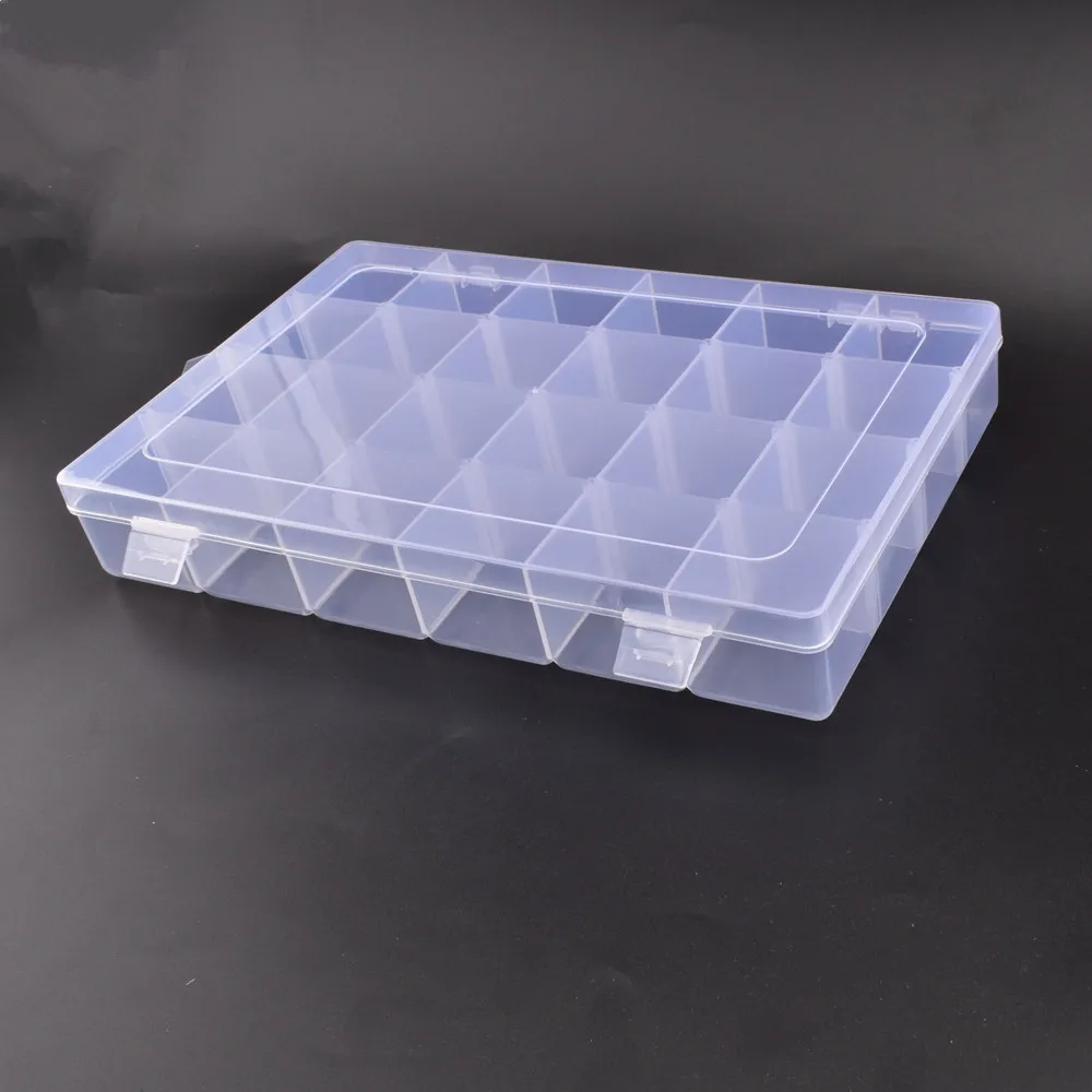 Large 24 grid detachable transparent plastic storage box jewelry packaging box