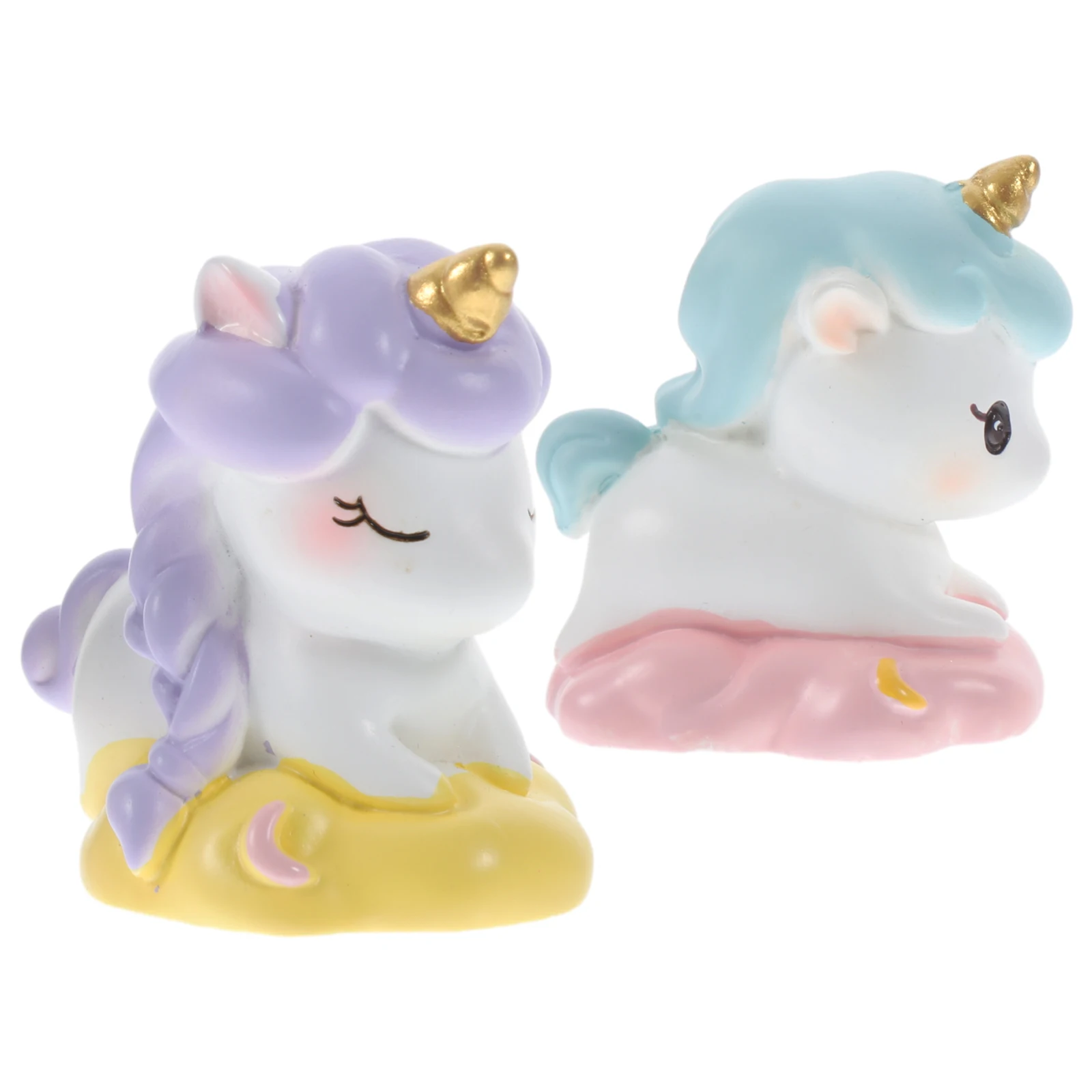 

2Pcs Unicorn Figurine Resin Miniature naments Home Car Decor Cartoon Toy Model Garden Balcony Yard Decorative Use