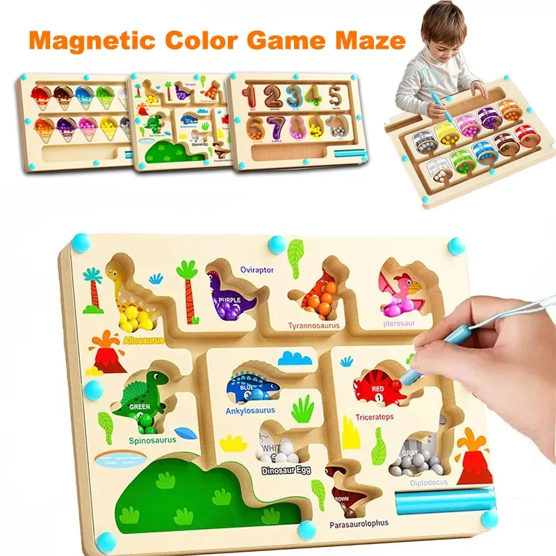 2024 Christmas Magnetic Counting Color Sorting Game Maze Board Moving Strategy Game Sensory Games Kids Educational Toys Gifts