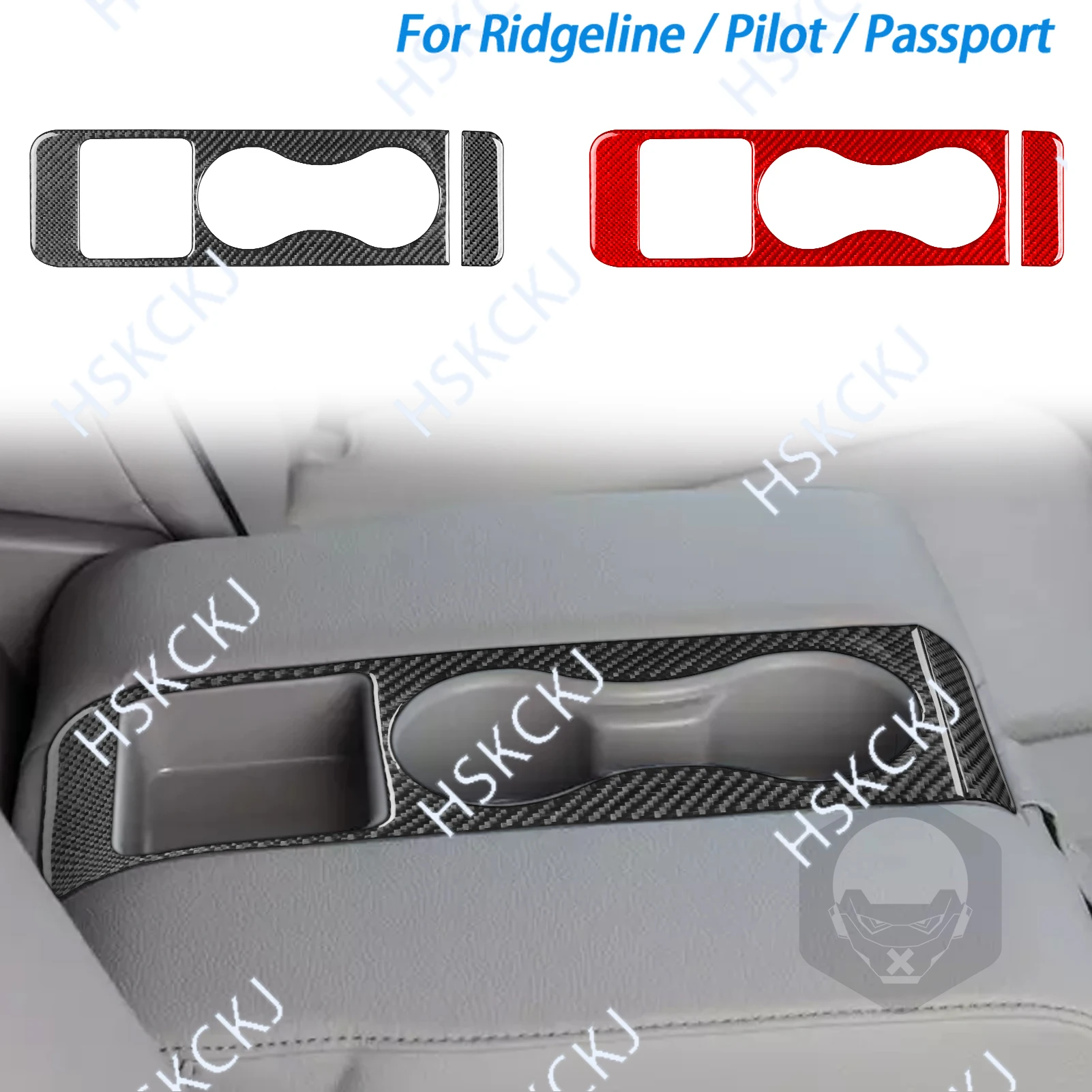

For Honda Ridgeline 2017—2020 Car Accessories Carbon Fiber Rear Armrest Cup Holder Panel Interior Cover Trim Modified Sticker