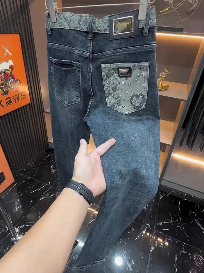 

New Men's Faionable Versatile Cool Sle Premium Feeling Spring Autumn Denim Jeans Sli Straight Leg Medium Waist Waed