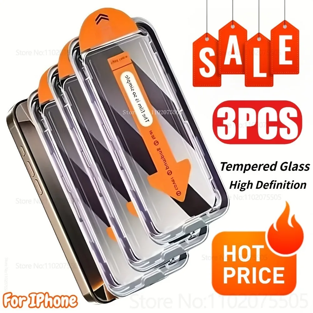 

3PCS HD Tempered Glass Screen Protectors for IPhone 12/13Mini 11 Promax 13/14/15/16 Promax HD Protector Film 16E 15Plus X XS MAX
