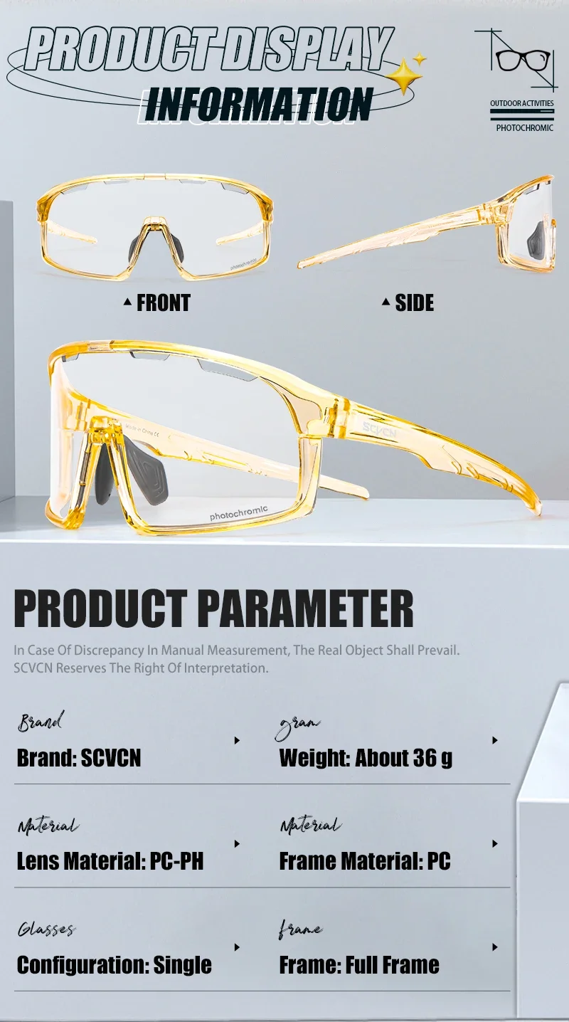 SCVCN Photochrome Sonnenbrille Fahrrad UV400 Frauen Radfahren Gläser Sonnenbrille Cycl Männer UV400 Brillen Sport MTB Outdoor Brille – Detail 10