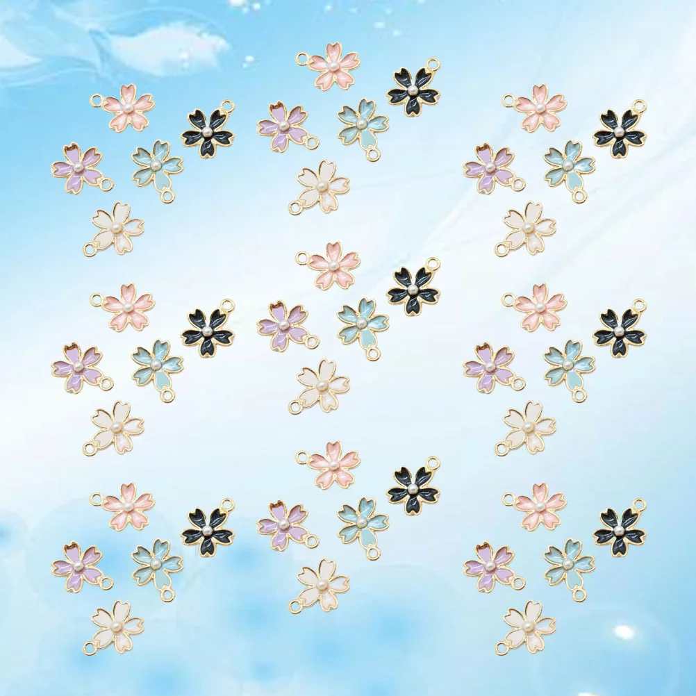 50 Pcs Earring Charms Beads Pendant Small Pendants Braclets Cherry Blossom Jewelry Making DIY