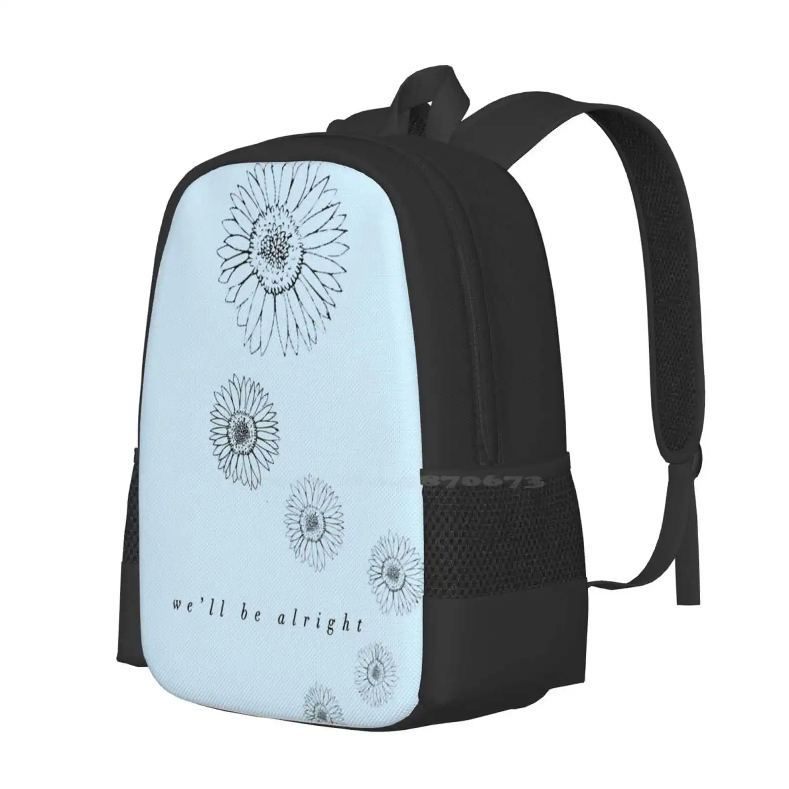 We'Ll Be Alright Hot Sale Schoolbag Backpack Fashion Bags Fine Line Be Alright Positive Motivational Sunflowers Sunflower Vol 6