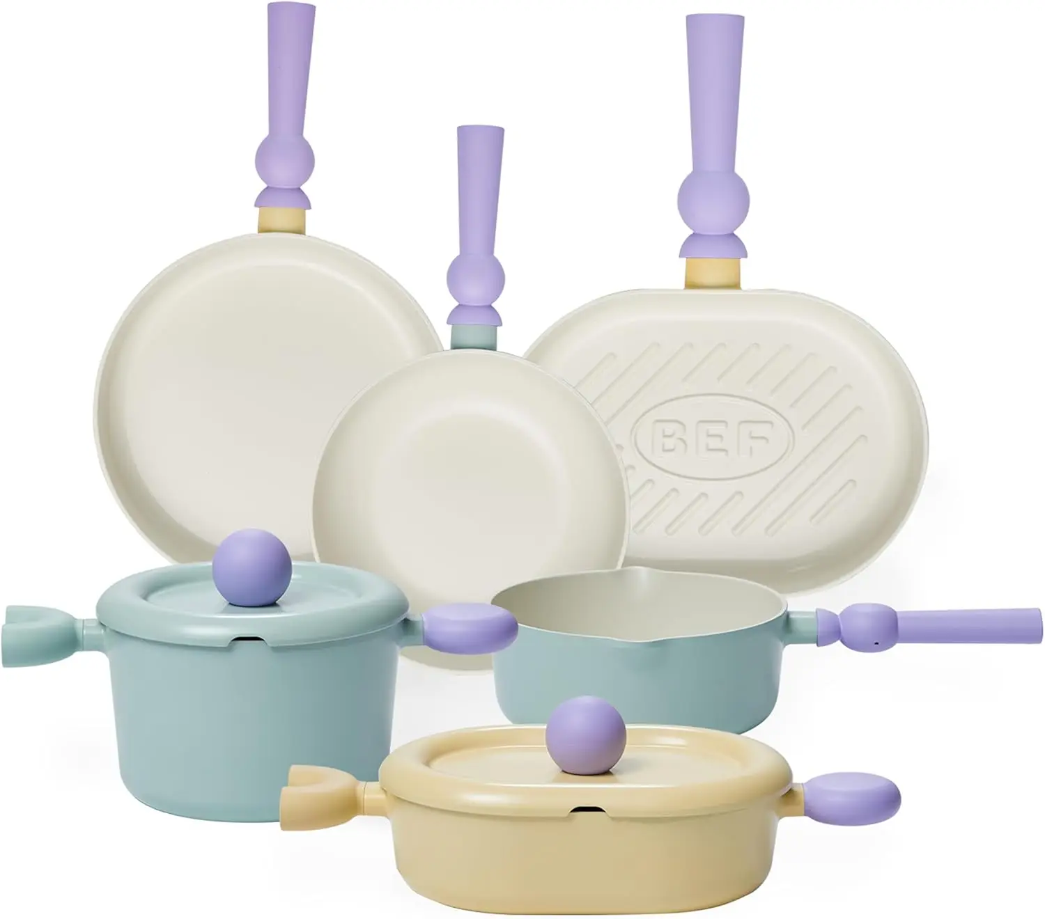 

Cookware Set - All in One, 8-Piece Non-Stick Ceramic Coated Pots and Pans