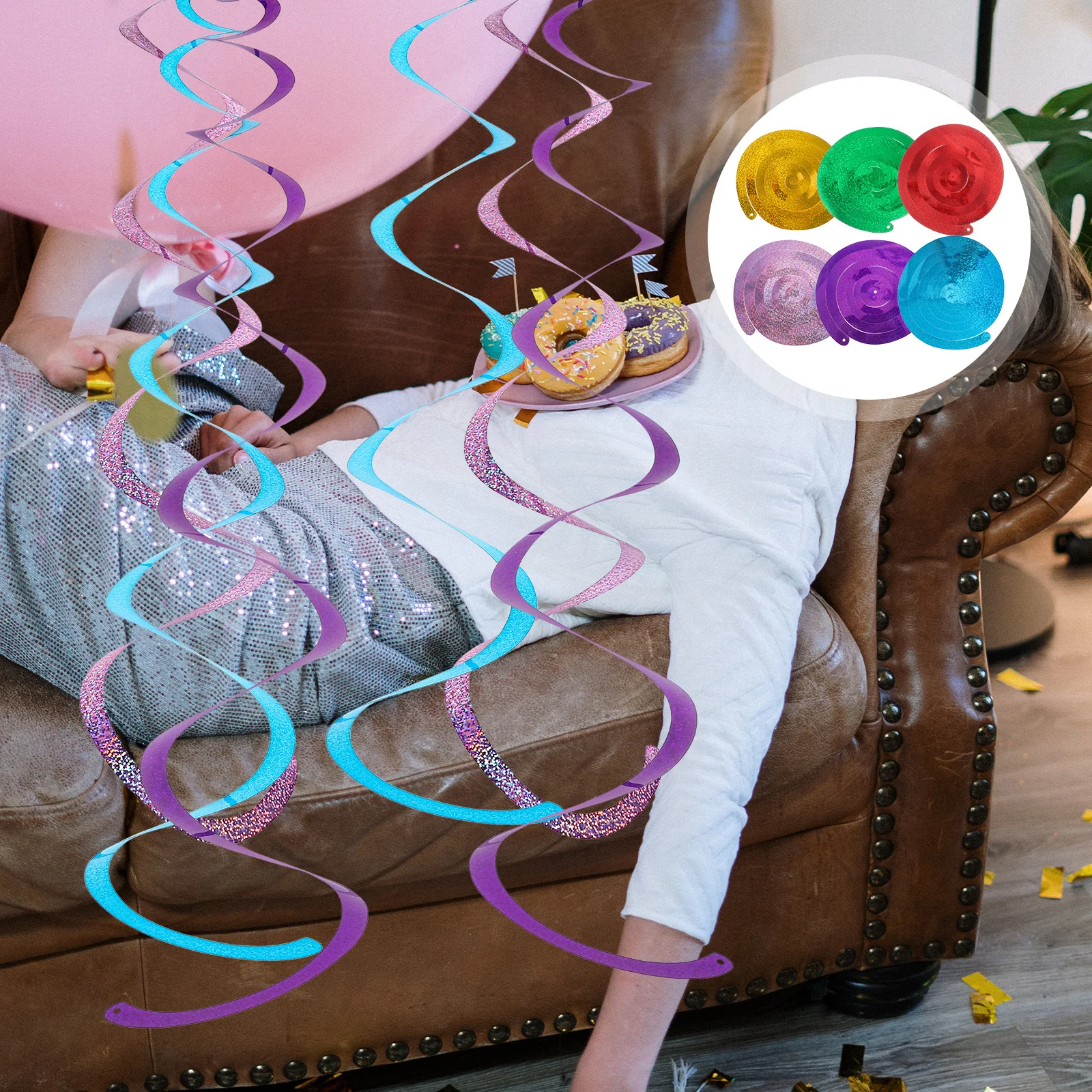 

5Sets Hanging Spiral Swirl Decorations Colorful Holographic Party Ceiling Birthday Graduation Christmas Decoration