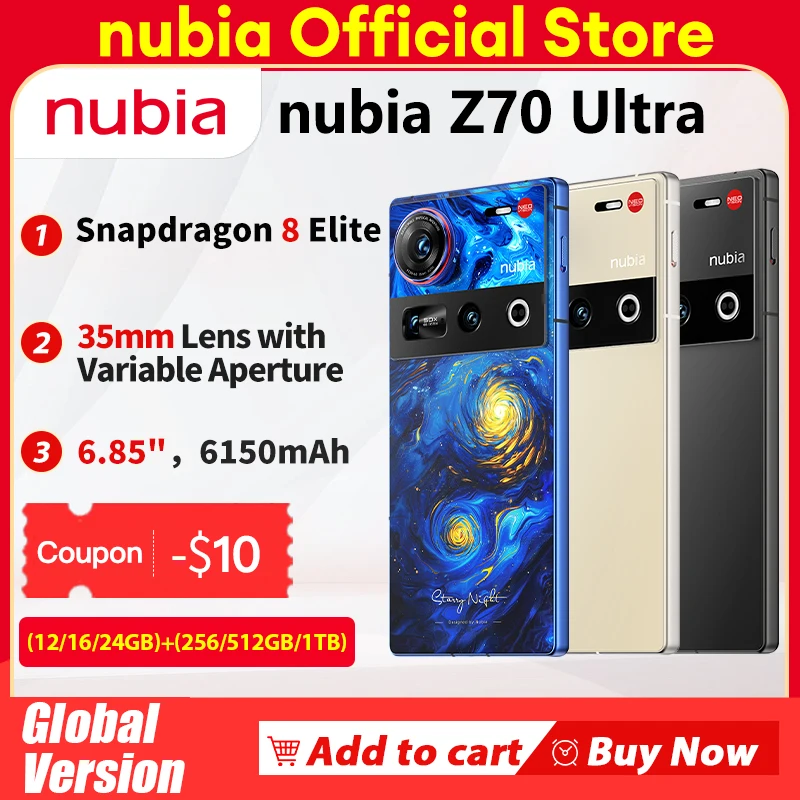 [World Premiere]Global Version Nubia Z70 Ultra Snapdragon 8 Elite  6150mAh Full screen with Under Display Camera35mm 80w IP68&69