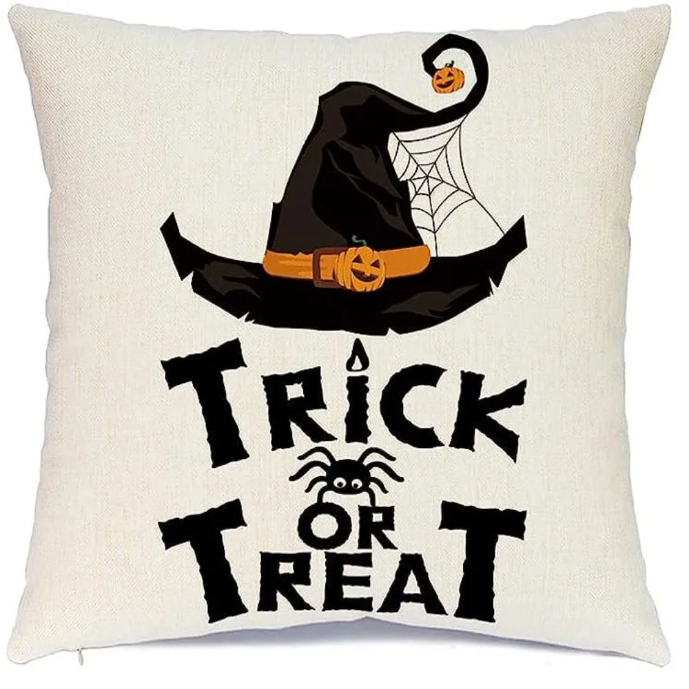 

Horror Hey Boo Halloween Throw Pillow Covers Cute Ghost Linen Couch Pillowcase Gift Pink Spooky Cushion Cover for Sofa Couch