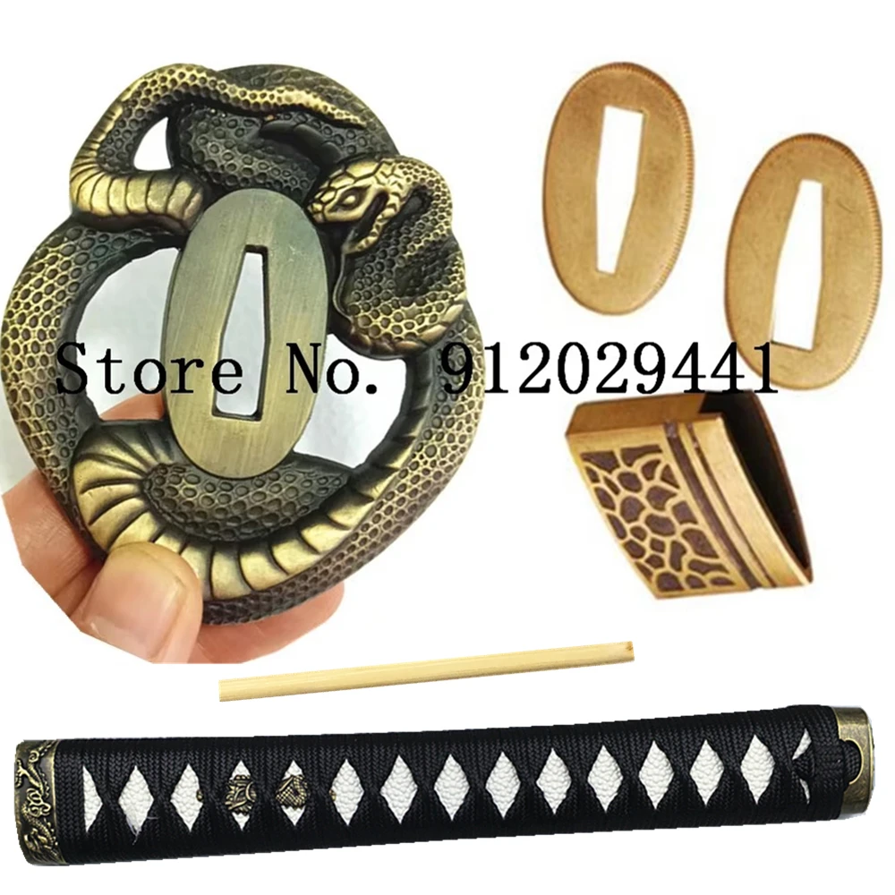 

Змея из сплава Tsuba, японский меч Katana/Wakizashi/Tanto, фитинги с ручкой 26 см, дракон Menuki/Fuchi/Kashira, латунь, Habaki/Seppa