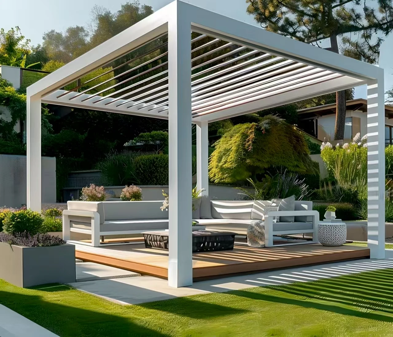New Fashionable Aluminum Alloy Balcony Pergola Sunshading Heat-insulating Space-saving Durable Eco-friendly 7-Year Warranty