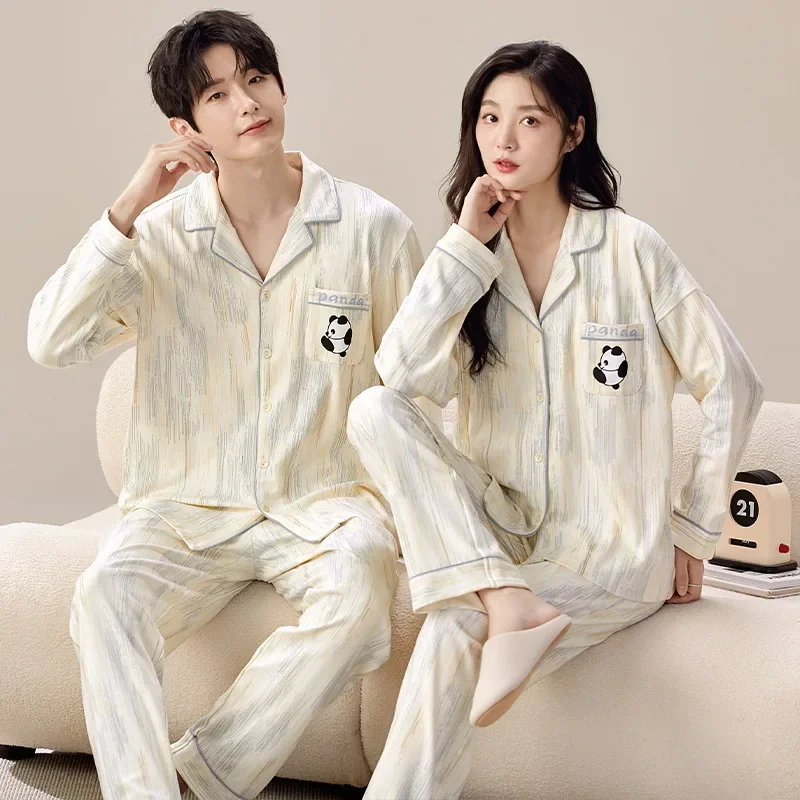 Pigiama a maniche lunghe in cotone autunno inverno per giovani coppie uomo donna con imbottitura sul petto taglie forti abbigliamento esterno per la casa