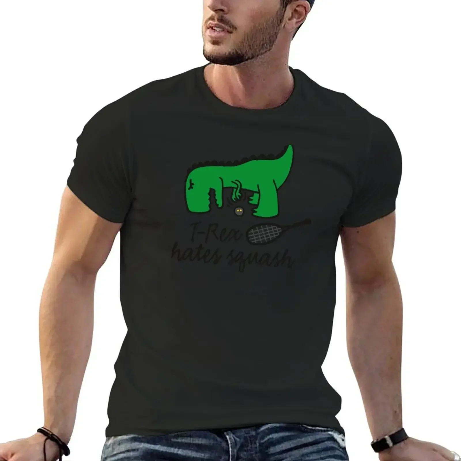 T-Rex hates squash squash dinosaur squash player T-Shirt cute tops sweat anime figures anime stuff designer t shirt men