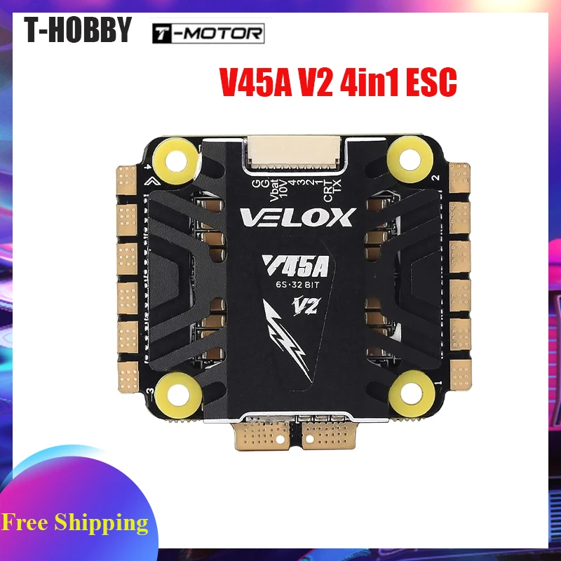 

T-HOBBY T-MOTOR VELOX PACER V45A V2 4in1 ESC 3-6S Lipo 32BIT 10V/2A BEC Speed Controller for FPV RC Racing Drone