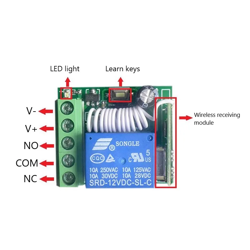 Access control remote controller wireless switch module 12V single channel electromagnetic lock controller