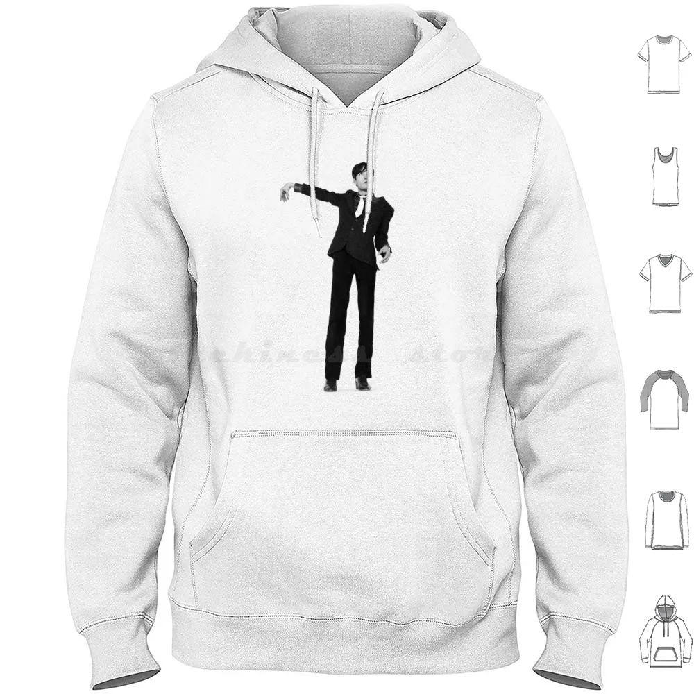 Jarvis Cocker Standing 80's Outline Artwork Clear Background Iconic Hoodies Long Sleeve Pulp Jarvis Cocker Glastonbury