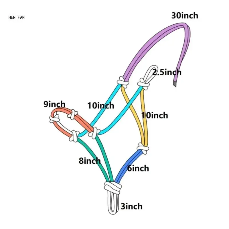 Paardenhalster Vervanging Knoop Training Hoofdstel Singels Touw Verstelbaar Paardrijhalster Slijtvast Touwhalster M89D