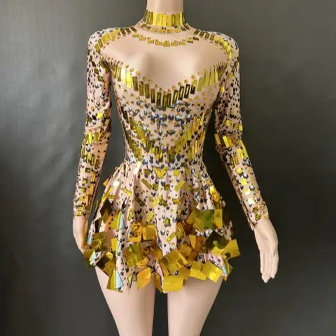 새로운 여름 높은 탄성 여자 드레스 a 라인 긴 소매 의상 우아한 밤 저녁 PartyStage vestidos 7G
